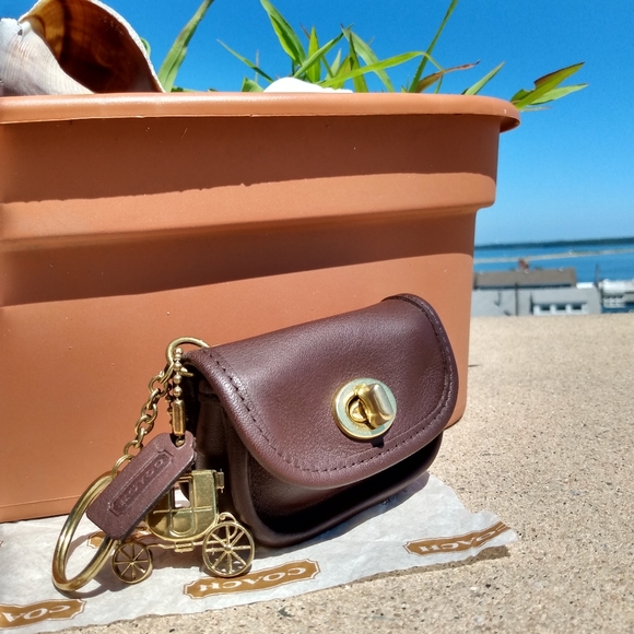 Coach Accessories - New, Vintage Coach City Bag Key Fob & Gold Brass Carriage